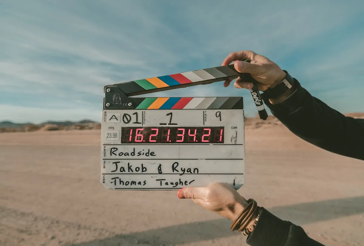 Clapperboard on a film set