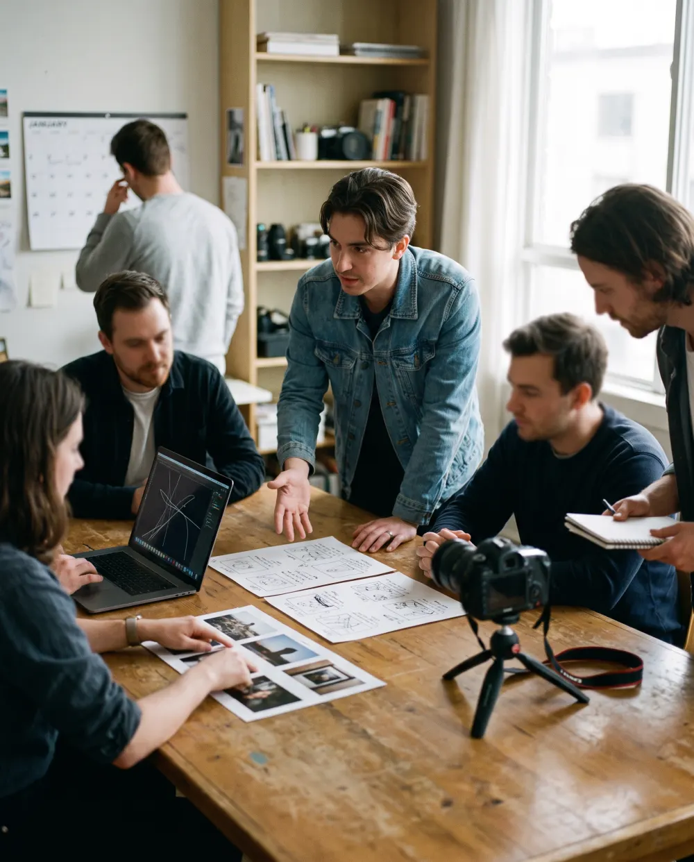 Miracle team collaborating around a studio table