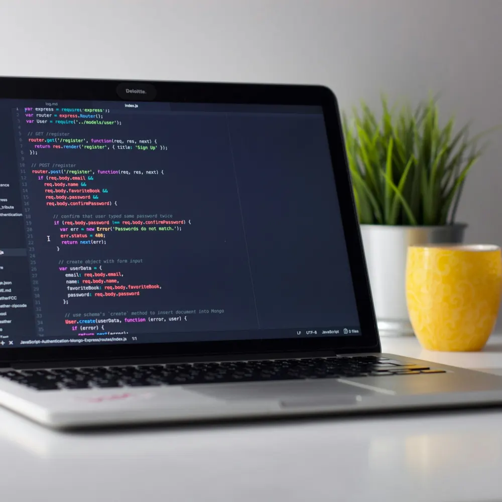 Developer working on a laptop
