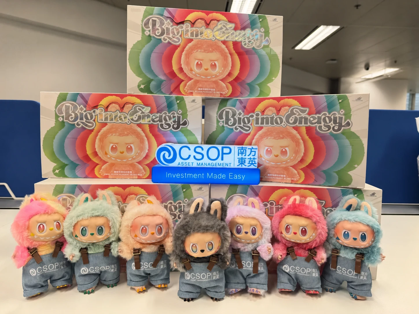 Colourful character gifts with CSOP branded clothing and a display sign